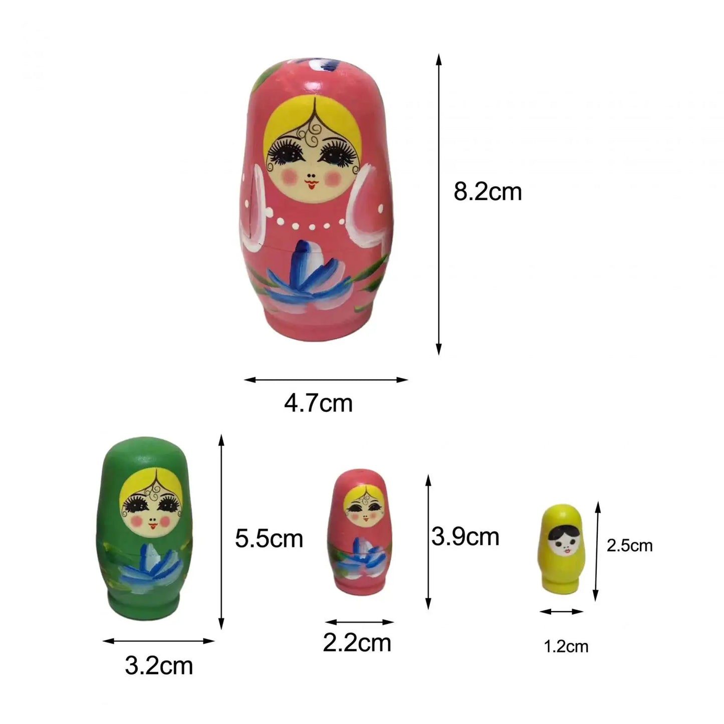 4 Pieces/Set of Wooden Russian Nesting Doll 4 Layers Hand Painted Nesting Christmas Gift for Kids Boy Girl Home Decoration