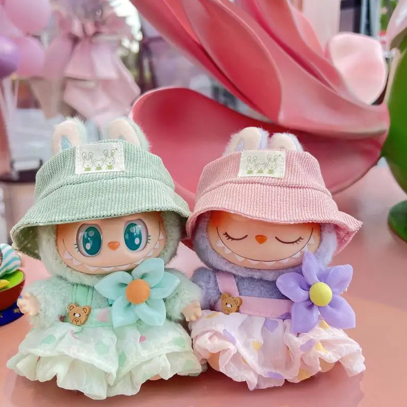 17cm Cute Mini Plush Doll'S Clothes Outfit Accessories for Labubu II Idol Dolls Flower Fairy Wedding Dress Clothing DIY Kid Gift