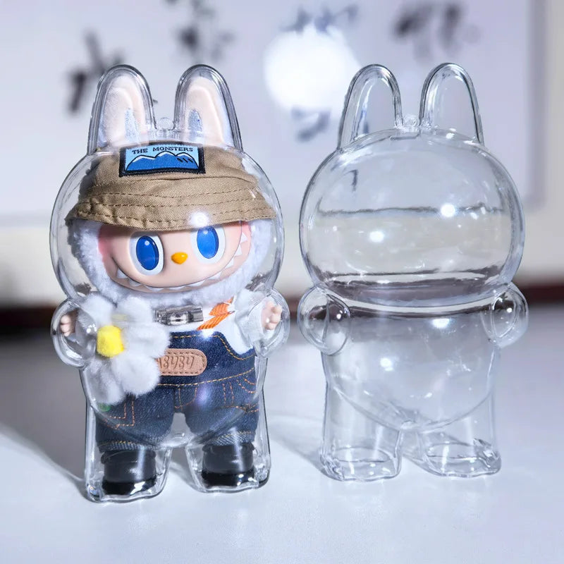 Labubu Protector Case Labubu V1V2V3 Suitable for Wearing Clothes Loose Less Crowded Protective Acrylic Storage Case Transparent