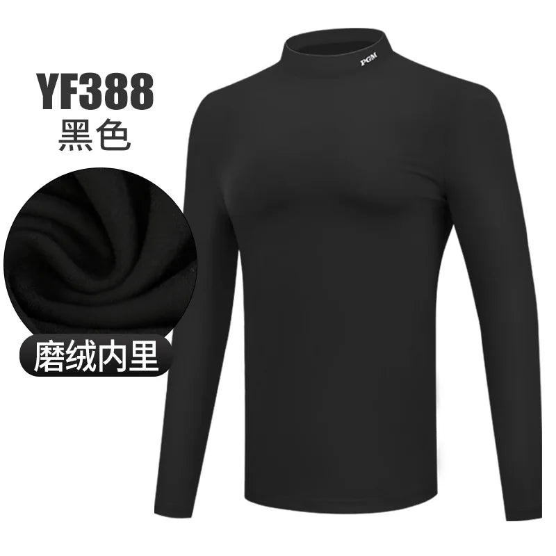 PGM Men's Golf Shirt Autumn Winter Sports Apparel Thermal Sweater Shirt for Men O-Neck Golf Sportswear Leisure T Shirt YF388