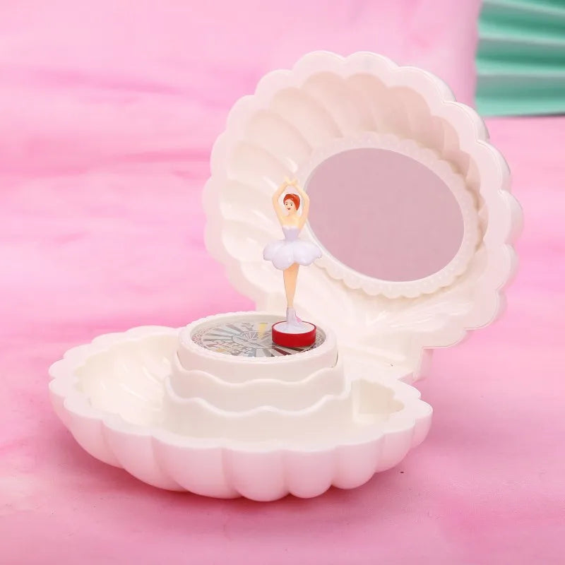 1Pc Shell Shaped Clockwork Musical Boxes Girls Dancing Ballerina Musical Box Christmas Birthday Jewelry Box Gifts Ornaments