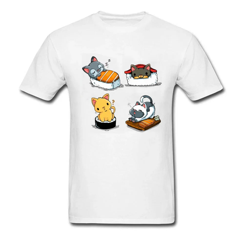 Ameowzing Kawaii Pusheen the Cat Sushi T Shirt. Short Sleeve 100% Cotton Casual T-Shirts Loose Top Size S-3xl