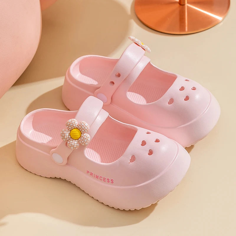 Clogs for Kids Girls Size 35 Mary Jane Slippers 6-14 Years Old and Above Princess Womens Garden Shoes Casual Platform Sandal
