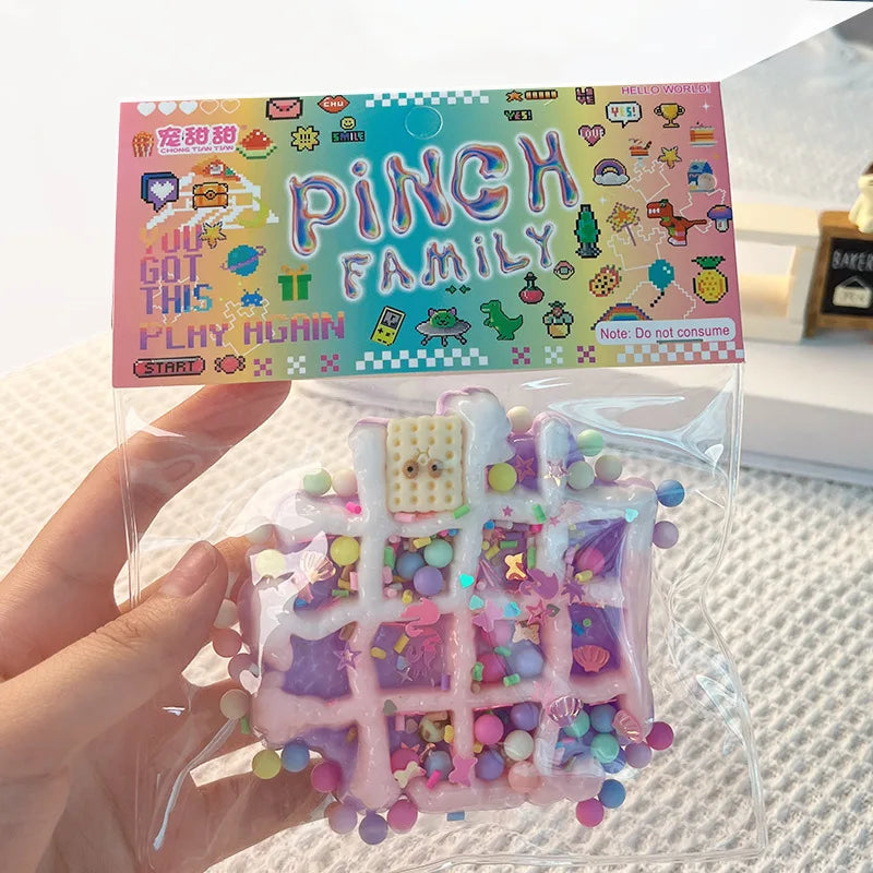 Mini Simulation Cartoon Donut Cat Paw Waffle TPR Pinch Squeeze Toys Slow Rebound Decompression Stress Relief Soft Plastic Toys