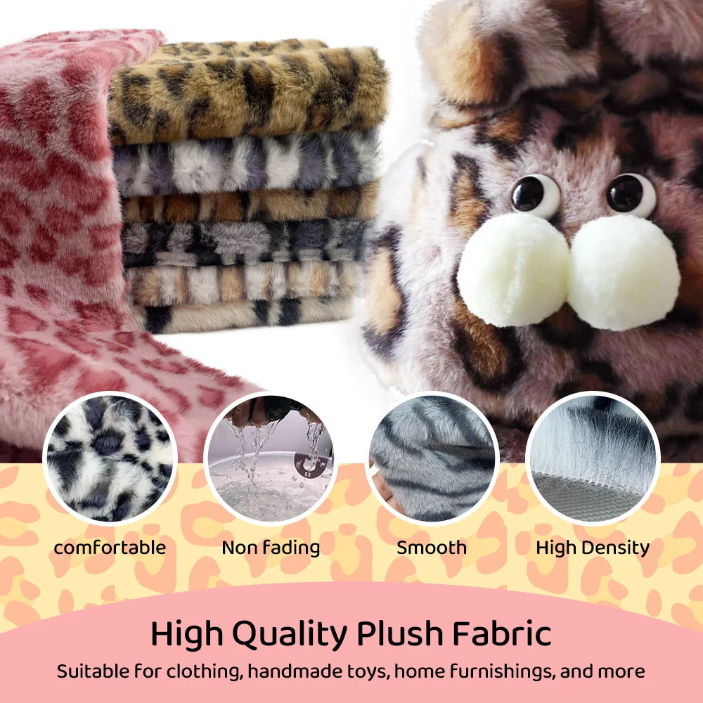Leopard Print Plush Fabric 25x45cm/160x50cm/160x100cm Faux Fur Fabric 1cm Minky Fabric DIY Handmade/Decoration Sewing Fabric