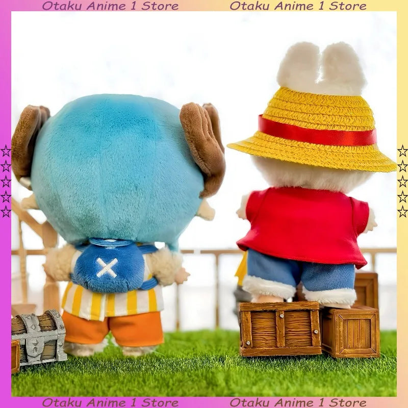 New Labubu Doll Clothes Cartoon Chopper Hat Backpack Luffy Straw 4-Piece Set Mini Plush Doll Clothing Fashion Doll Accessories