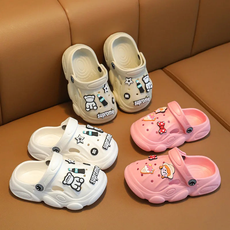 Infant Shoes Flip Flops for Children's Mules Baby Slippers Clogs Wear Hole Sole Kids Boys Sandals Summer Beach Platform Soft Diy