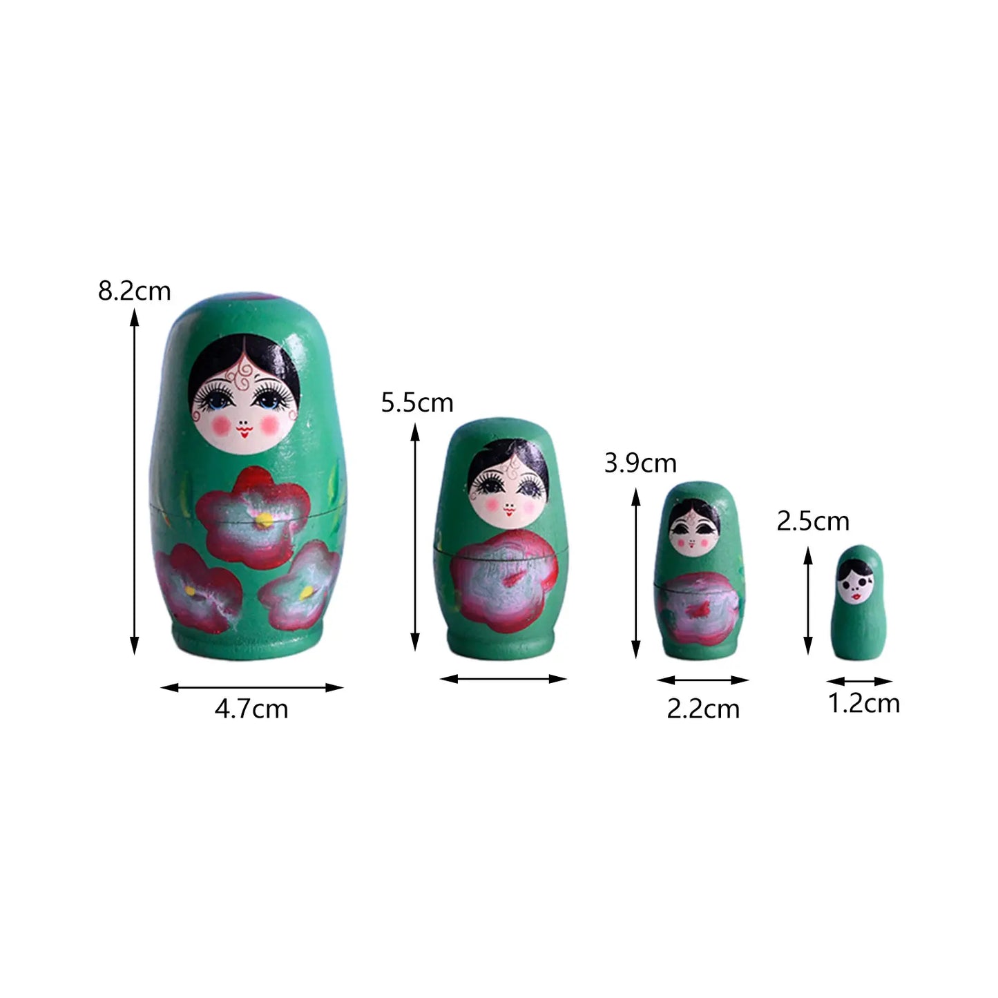 4 Pieces/Set of Wooden Russian Nesting Doll 4 Layers Hand Painted Nesting Christmas Gift for Kids Boy Girl Home Decoration