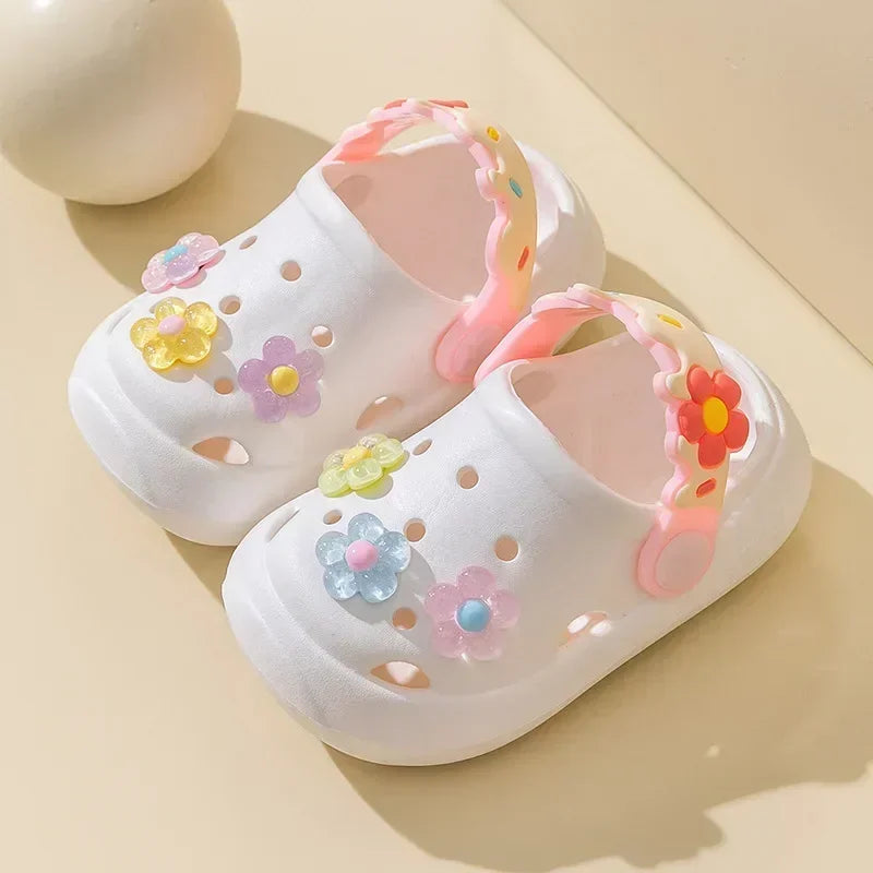 Flowers Baby Girls Slippers Summer Cute Princess Garden Clogs Shoes for Kids Soft Non Slip EVA Toddler Children Beach Shoes