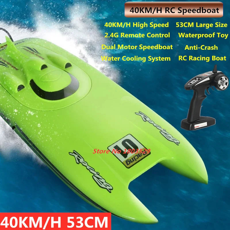 40km/H High Speed 2.4G RC Speedboat 53cm Large Size RC Racing Boat Mulit Function Waterproof RC Boat Summer Water Play Game Gift