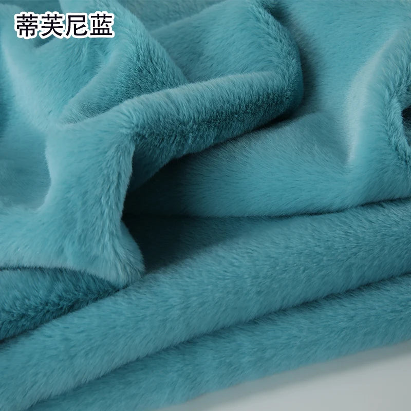 Plain Faux Fur Fabric Smooth by the Meter for Clothes Coats Dolls Sewing Thickened Imitation Rex Rabbit Plush Textile Soft Silky