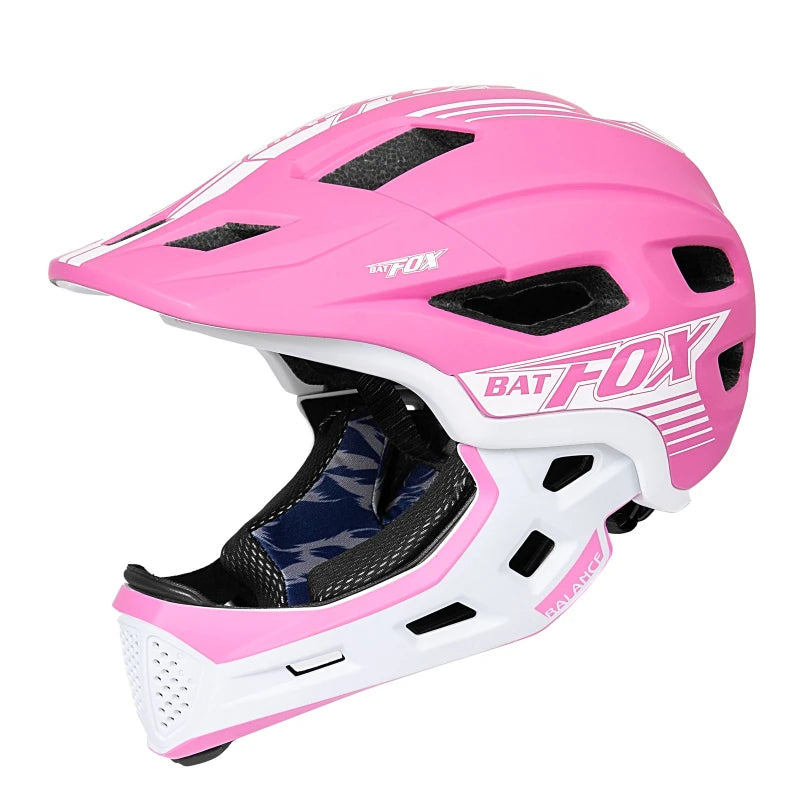 BATFOX Bicycle Helmet for Children Full Face Motocross Helmet MTB Detachable Mountain Bike Helmet Child Moto Cross Helmet