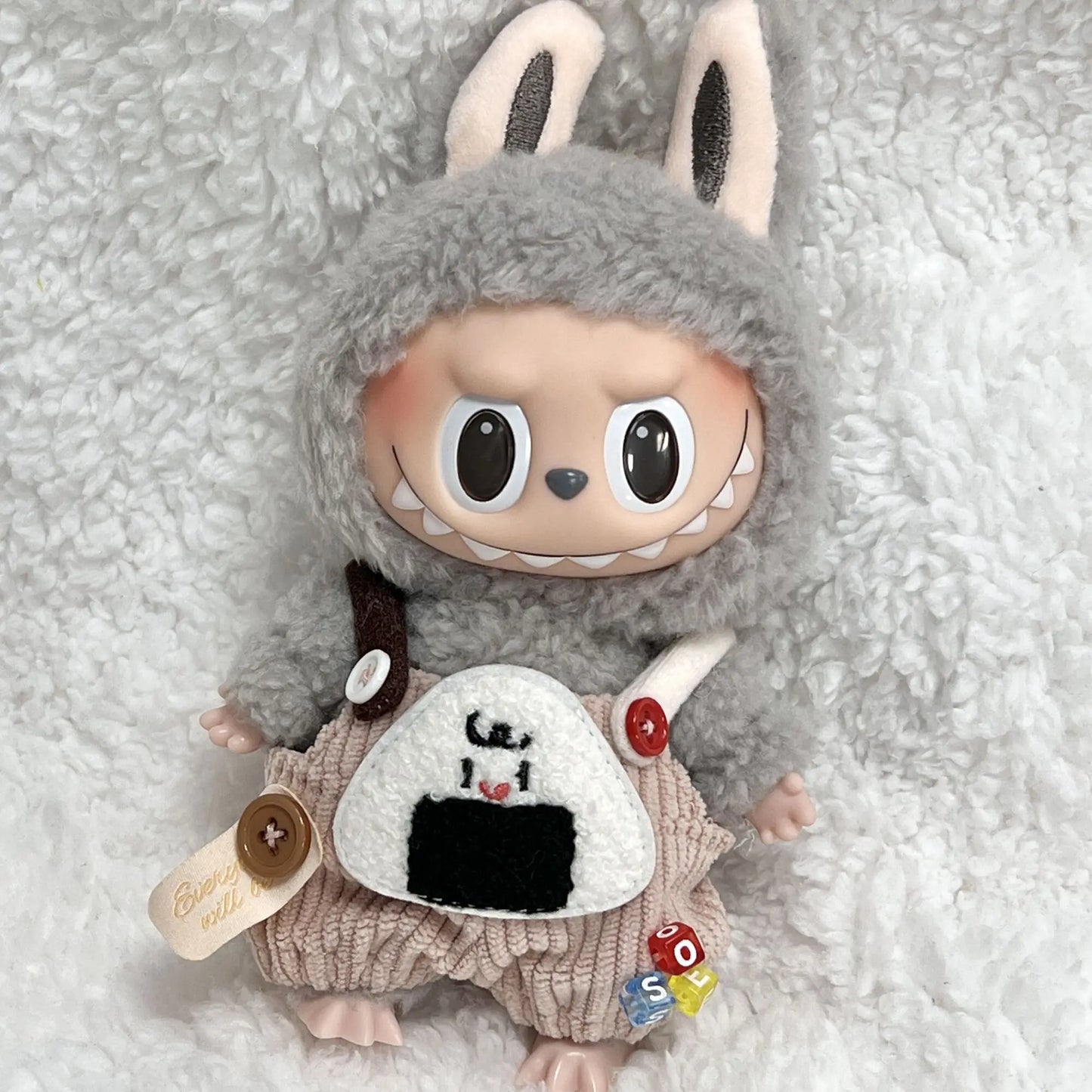 17cm Cute Mini Plush Doll'S Clothes Outfit Accessories Labubu Idol Dolls Donut Overalls Clothing DIY Kid Gift Strap Labubu Pants