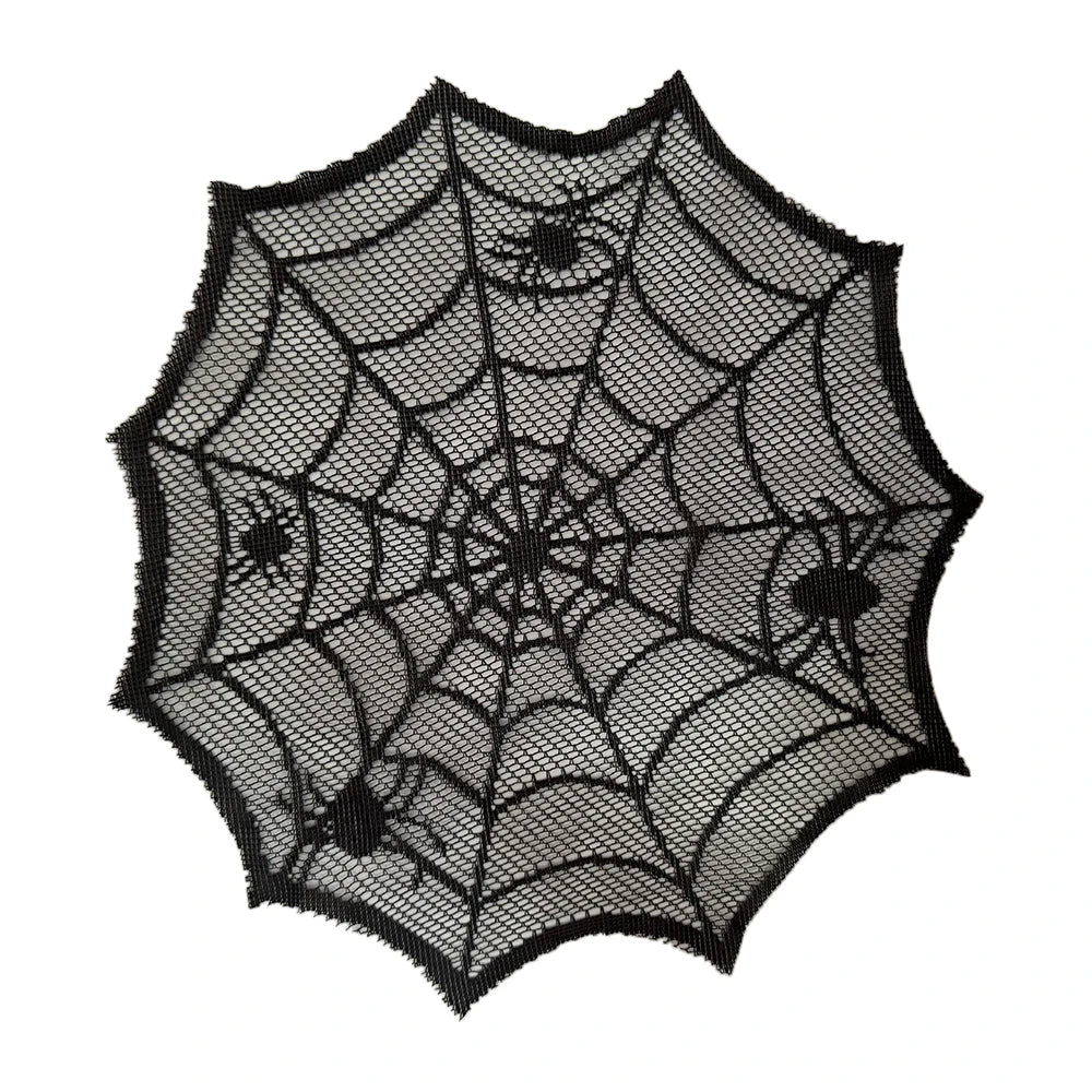 30cm Halloween Round Tablecloth Spider Web Disposable Bat Spider Tablerunner Lampshade Halloween Decoration Set