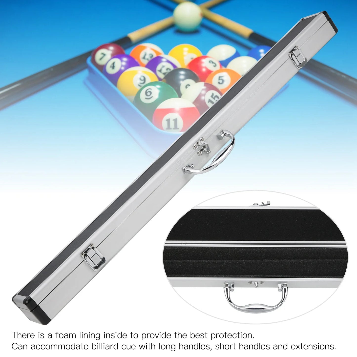 ZK40 1/2 Snooker Pool Cue Case Soft Foam Lining Carrying Storage Holder Protection Billiard Accessory