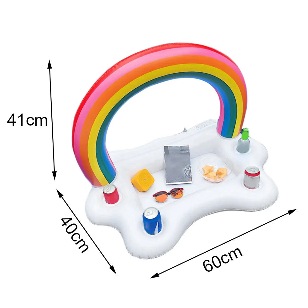 Inflatable Pool Float Beer Drinking Cooler Table Summer Bar Tray Beach Swimming Ring Party Bucket Cup Holder for Swimming Pool
