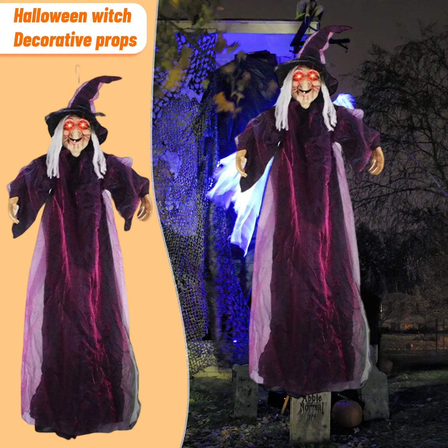 Halloween Voice Controlled Luminous Screaming Haunted Witch Escape Room Horror Haunted House Decorative Props