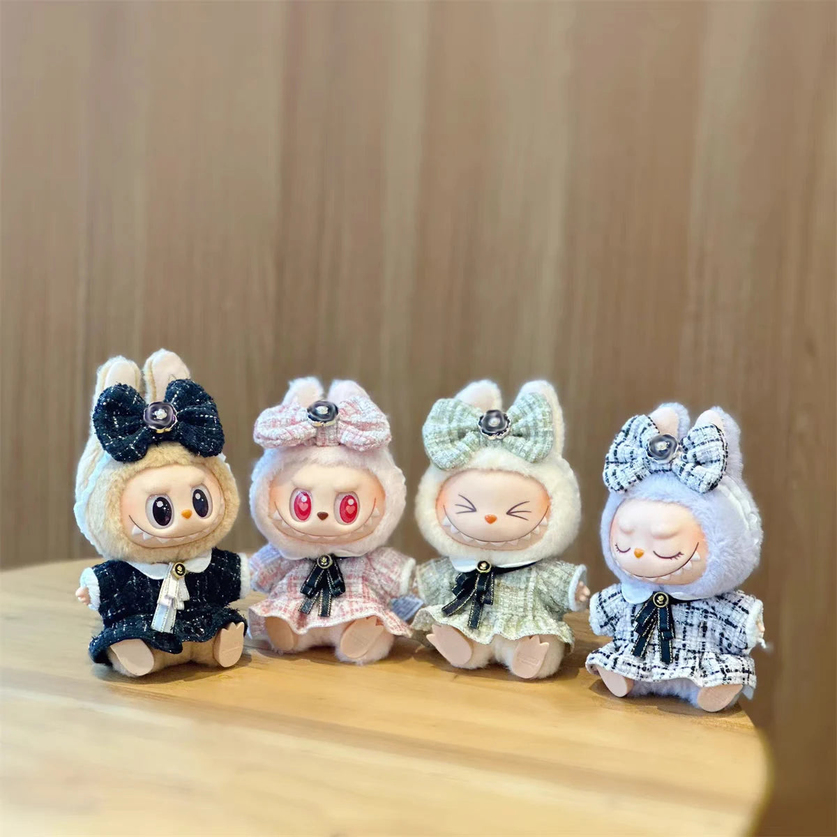Doll Clothes Outfit Accessories Labubu Clothes Designer Black and White Plaid Dress Set DIY Mini Dolls Clothing Girl Gift