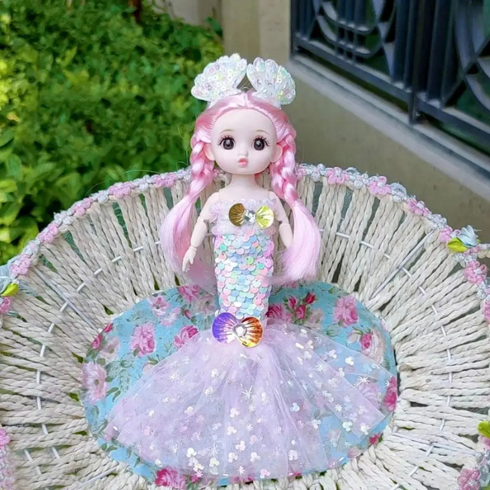 24cm Bjd Sequin Mermaid Doll Joints Movable Fashion Clothes Wedding Dress Costume Clothes Girl Princess Play House Toy Gift