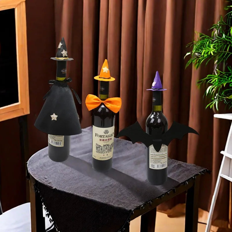 Halloween Mini Witch Hat Bottle Decoration Halloween Party Wine Bottle Hat Happy Halloween Day 2025 Home Dinner Table Supplies