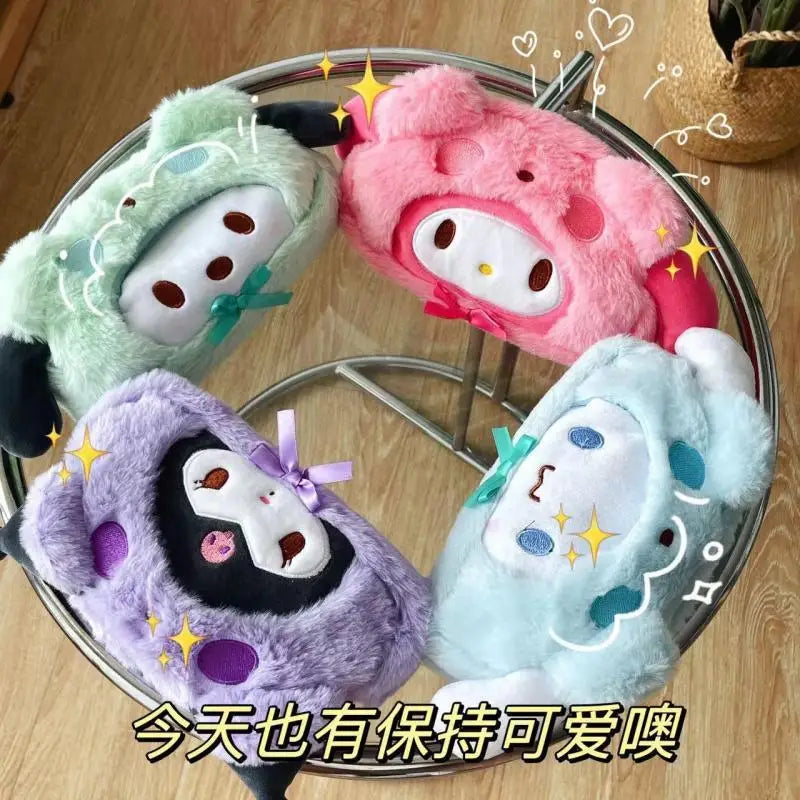 Sanrio Kuromi Cosmetic Bag Plush Pencil Case Hello Kitty Makeup Bag Large Capacity Stationery Pencil Pouch Storage Bag Girl Gift