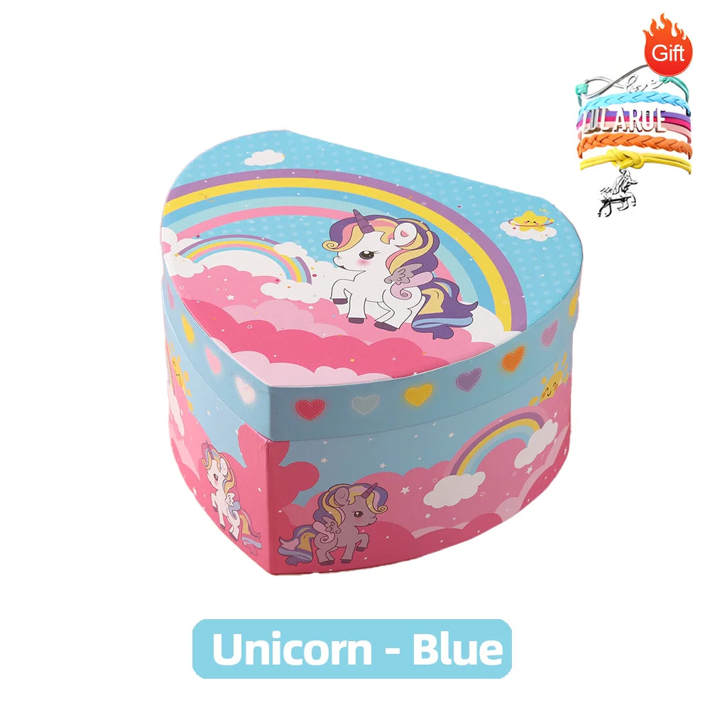 Unicorn Music Jewelry Box Heart-Shaped With Spining Ballet Dancer Doll Multi Purpose Storage Music Box Christmas Gifts for Girls