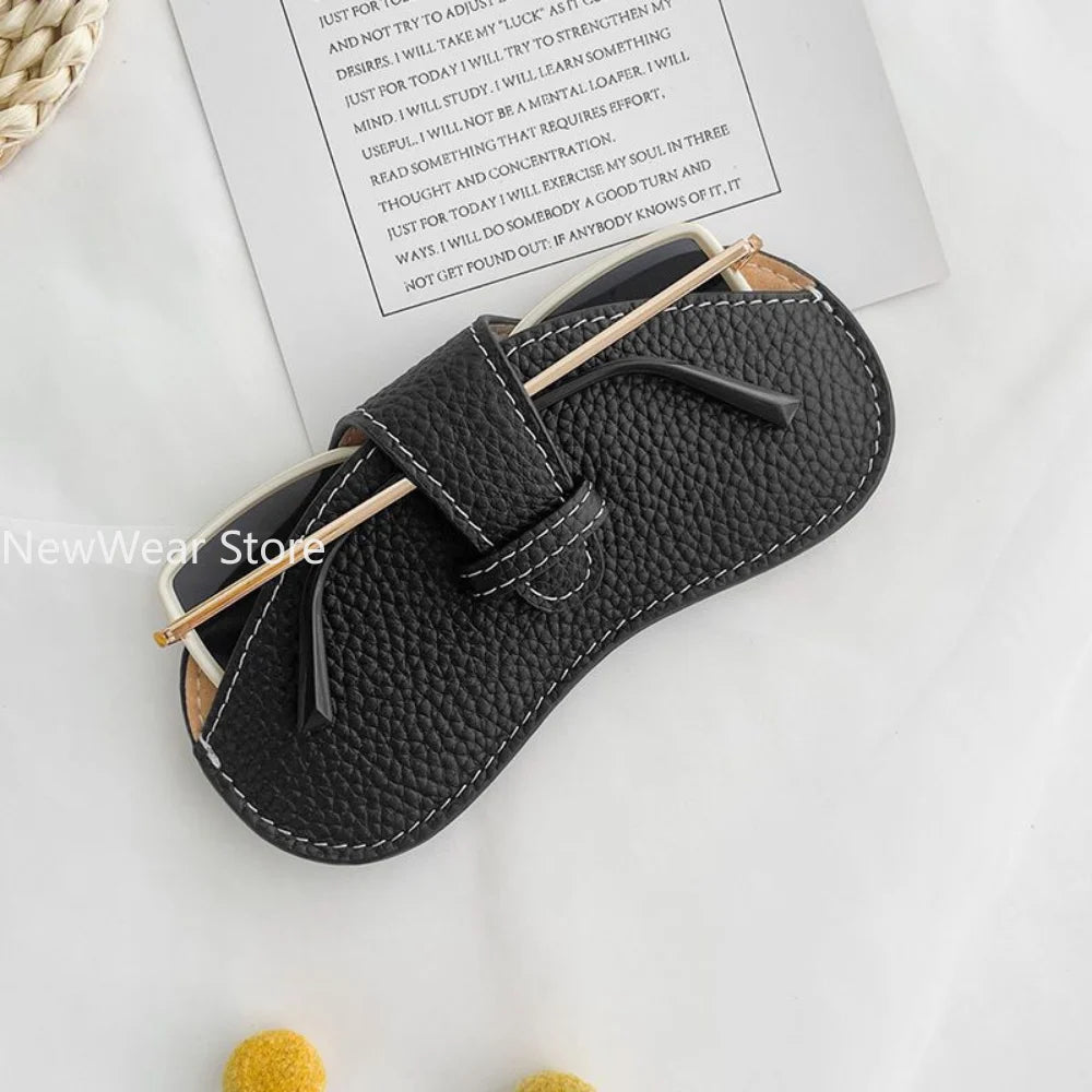 Fashion Women Glasses Case With Rope Leather Soft Glasses Storage Bag Portable Sunglasses Accessories Eyeglasses Sunglasses Case