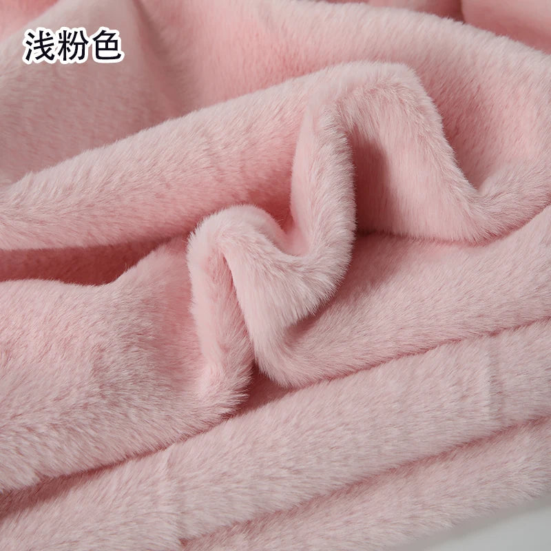 Plain Faux Fur Fabric Smooth by the Meter for Clothes Coats Dolls Sewing Thickened Imitation Rex Rabbit Plush Textile Soft Silky