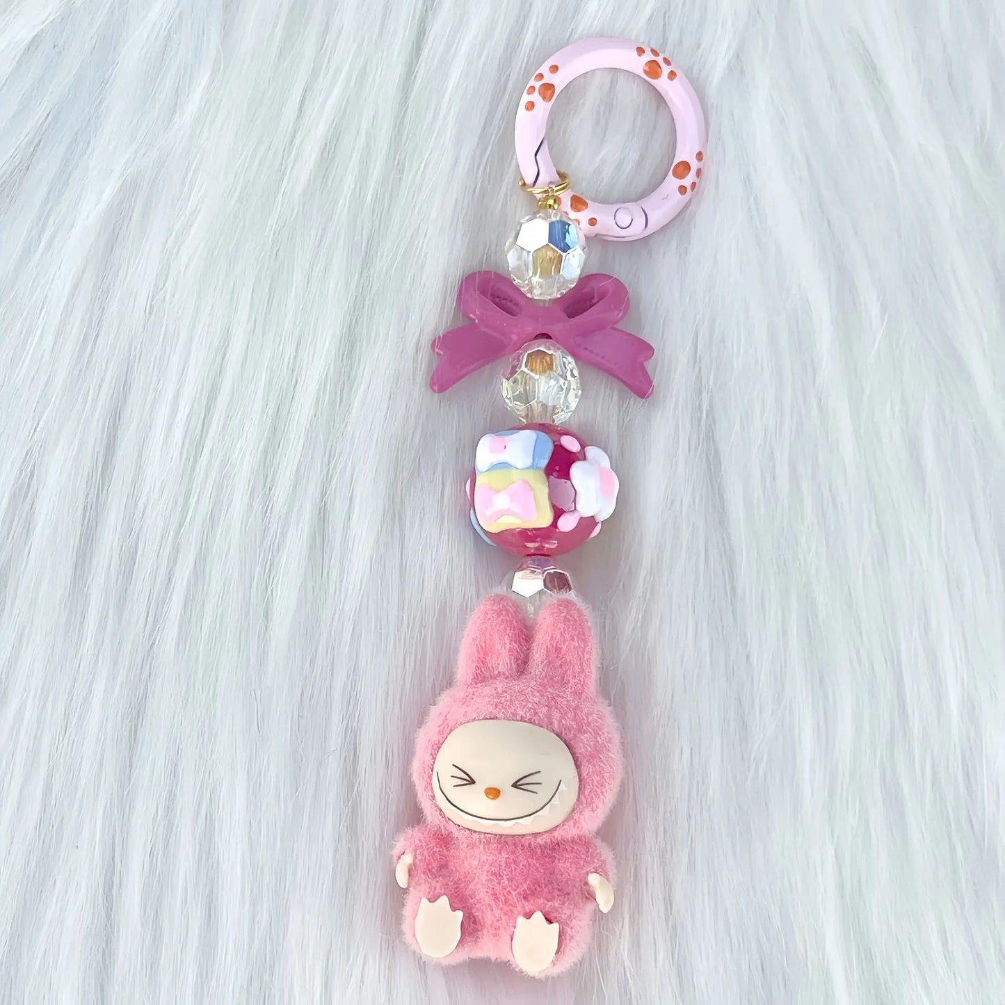 New Christmas Labubu Kawaii Particles Keychain Bag Cell Phone Charm Key Chain Christmas Gift
