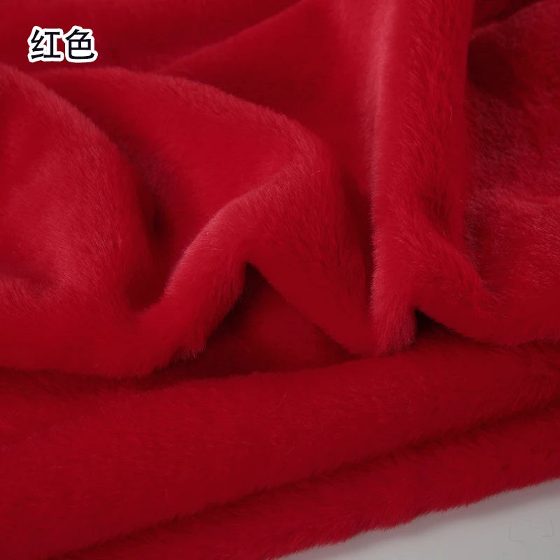 Plain Faux Fur Fabric Smooth by the Meter for Clothes Coats Dolls Sewing Thickened Imitation Rex Rabbit Plush Textile Soft Silky