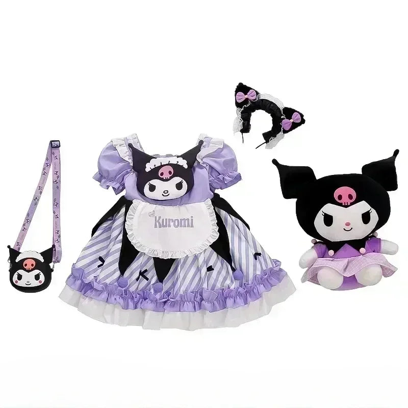 Sanrio Cinnamoroll Children's CosPlay Kuromi Dress Blue Girl Strap Skirt My Melody Dress Princess Dress Girl's Birthday Gifts