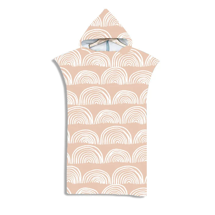 Customizable 3D Pattern Microfiber Quick Dry Summer Hooded Beach Towel Adult Kids Swim Beach Bathrobe Surf Cloak Diving Poncho