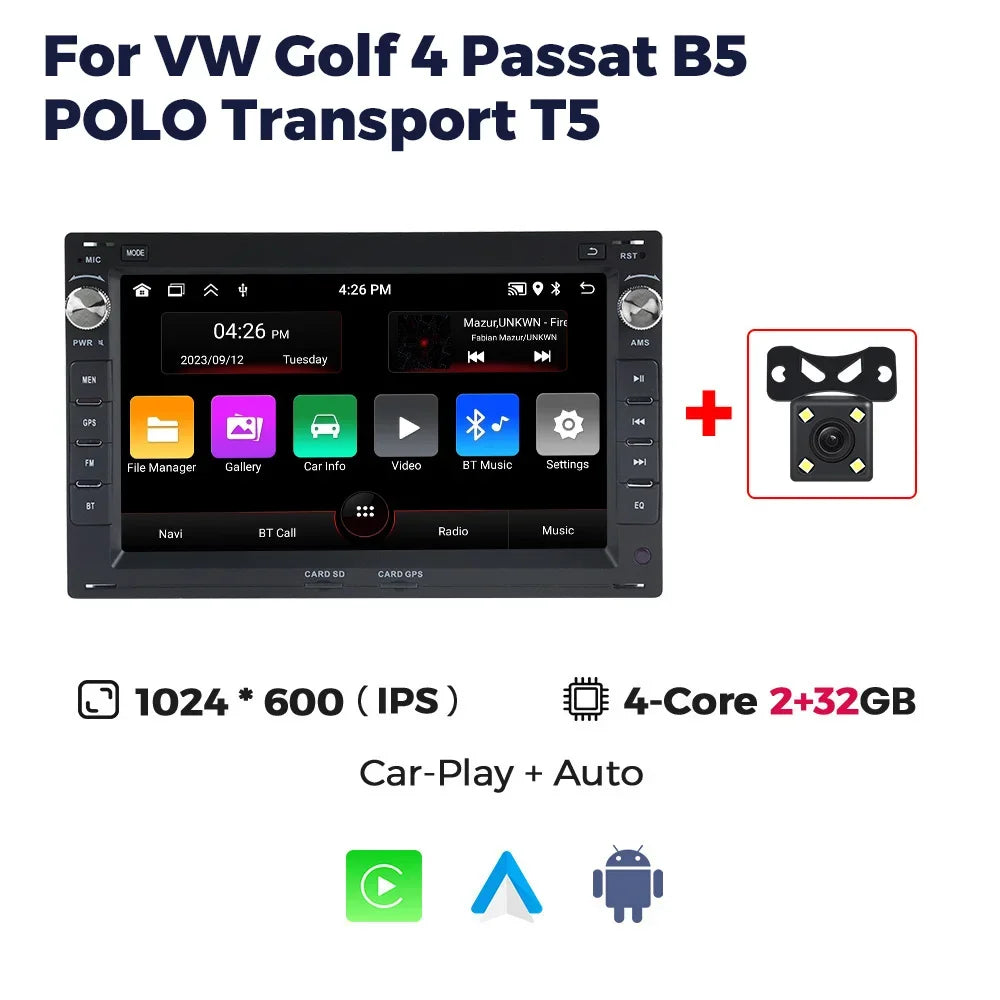 MEKEDE 7'' 2Din Wireless Carplay Car Radio Stereo for VW Passat B5 MK4 MK5 Golf 4 Polo Bora Jetta T5 WIFI RDS BT Android Auto