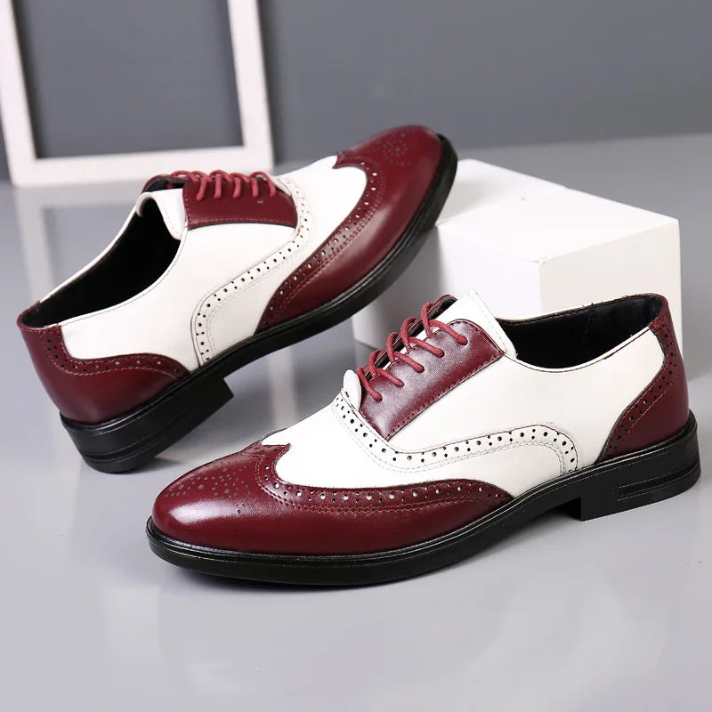 Luxury Designer Patent Leather Shoes Men Pointed White Black Mixed Oxfords Wedding Dress Formal Footwear Zapatos Hombre