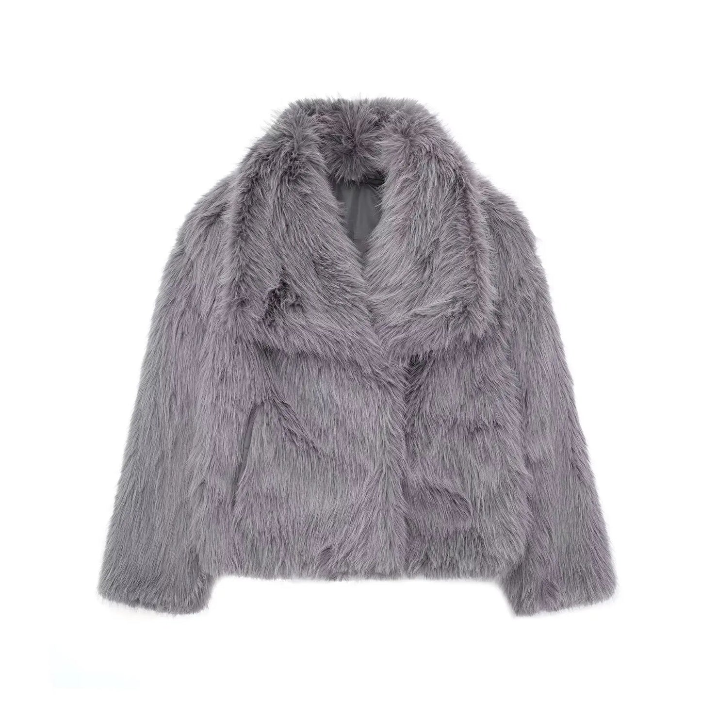 2025 Winter New Fashion Gradient Fluffy Fur Coat Women High Street Luxury Big Fur Collar Faux Fox Fur Jacket Female Overcoats