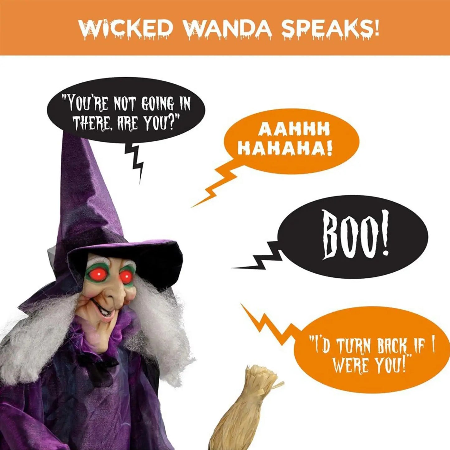 Halloween Sound Activated Light-Up Witch Hanging Ghost Scary Props for Haunted House Bar Secret Room Outdoor Yard Garden Party