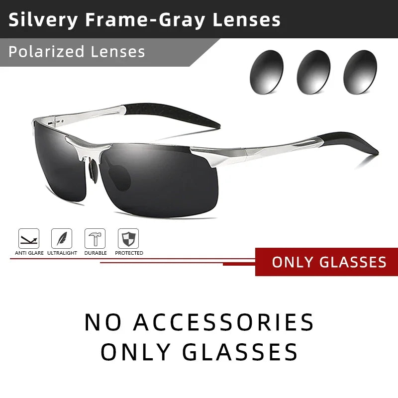 CLLOIO Brand Men's Polarized Sunglasses Aluminum Frame UV400 Anti-Glare Sun Glasses Male Driving Glasses Rimless Oculos De Sol