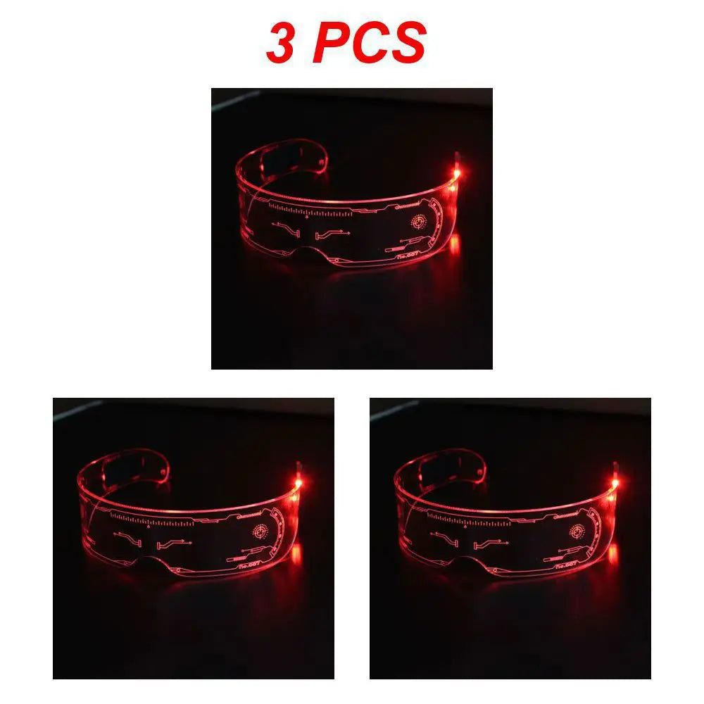 Sense of Future Science Technology LED Luminous Glasses Ins Popular Punk Goggles Party Christmas Colorful Light Shades Decor