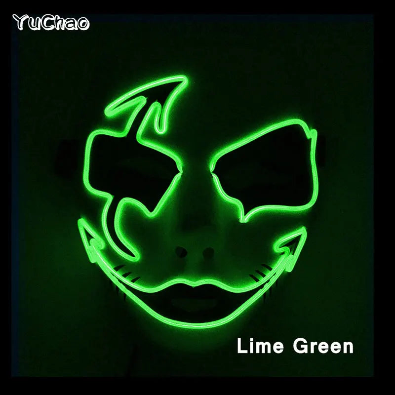 Shuffle Dance Mask Luminous Purge Mask Demon Slayer Glowing Masquerade Cosplay Mask for Halloween Horror Haunted House Props