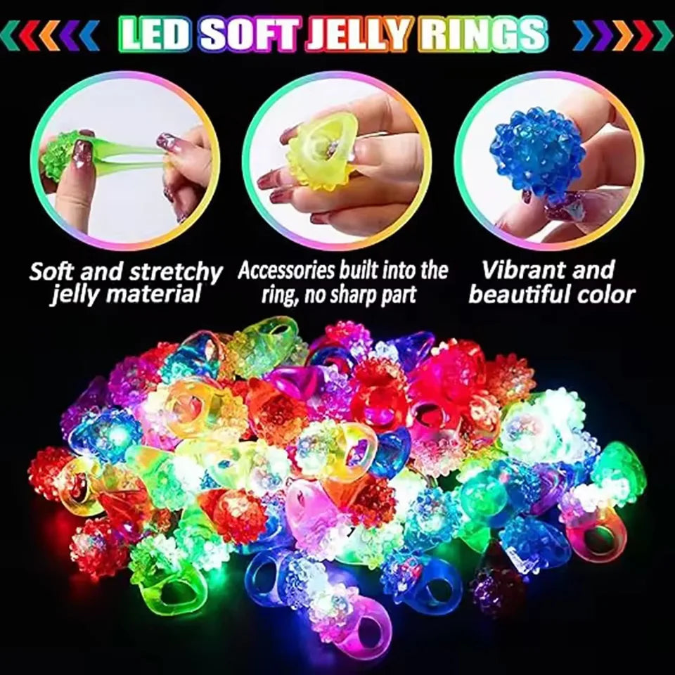 10/20/30/50pcs Glowing Rings LED Light Up Luminous Rings Party Favor Toys Flash Led Lights Glow in the Dark Party Supplies