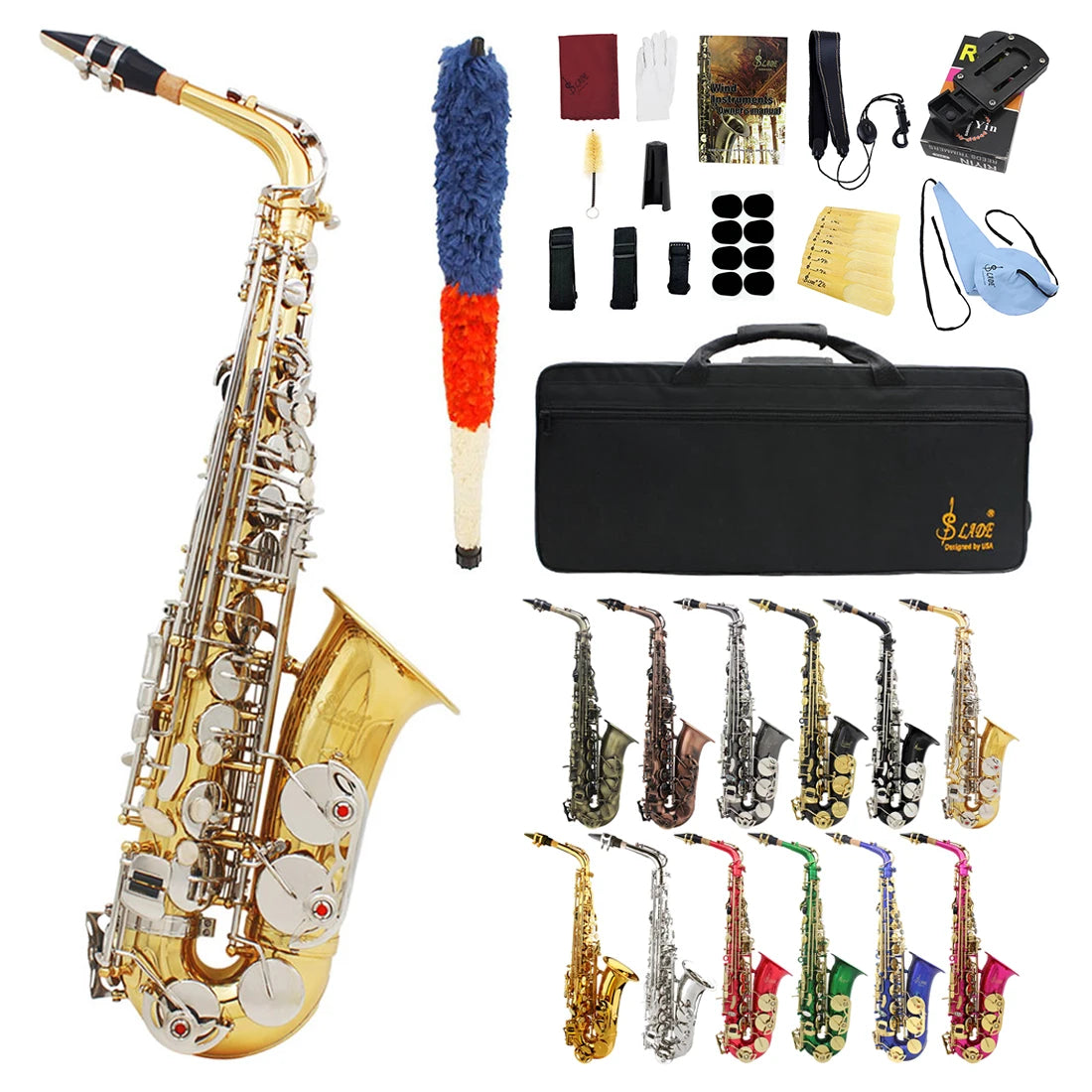 SLADE Eb Alto Saxophone High Quality Brass Body Saxophone Set Professional Woodwind Instruments With Case Reed Sax Accessory