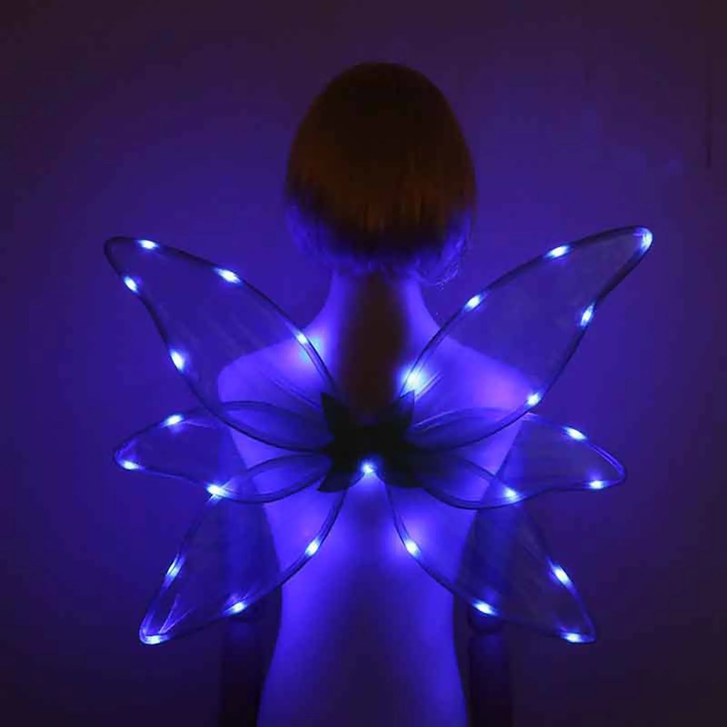 Kids Girl Elf Wings Light Up Fairy Wings LED Butterfly Wings Halloween Cosplay Costume Birthday Wedding Dress Up Party Accessory