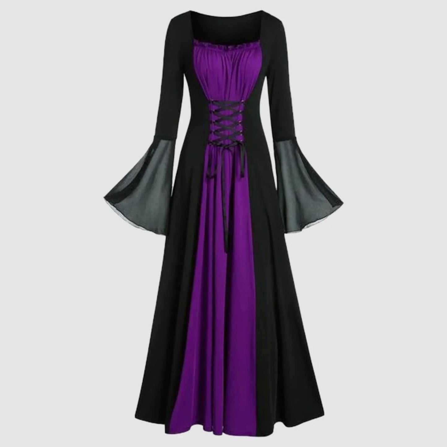 Halloween Medieval Dresses for Women Costumes Trumpet Sleeves Gothic Retro Gown Strap High Waist Cosplay Dress Dress Up Party