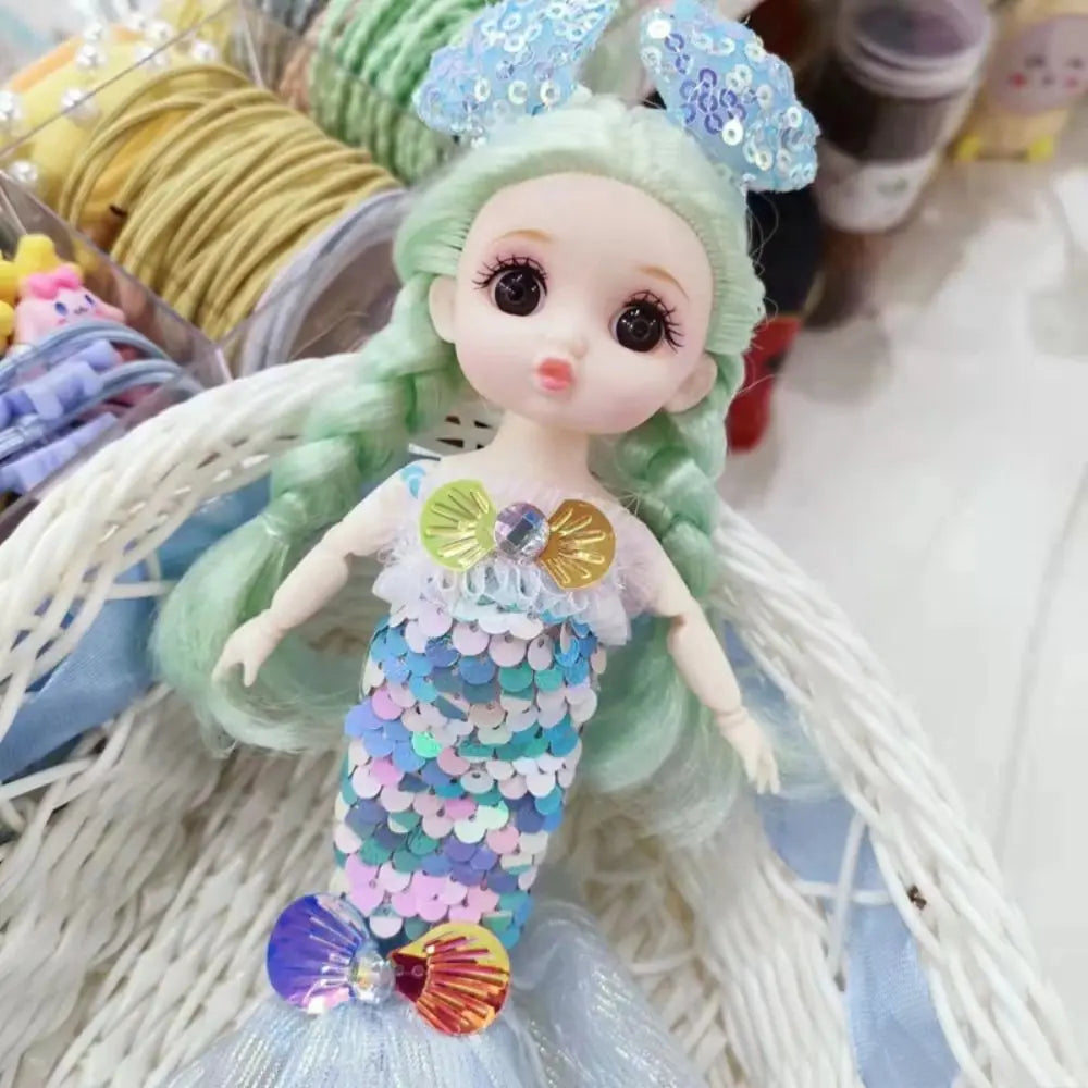 24cm Bjd Sequin Mermaid Doll Joints Movable Fashion Clothes Wedding Dress Costume Clothes Girl Princess Play House Toy Gift