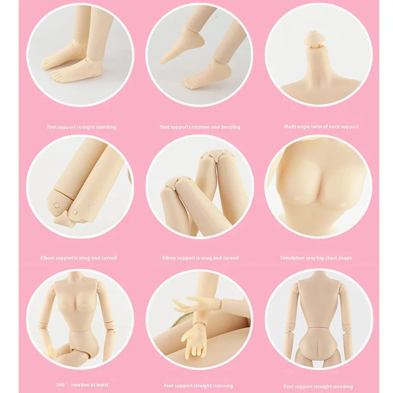 30cm Fashion Girls Princess Doll Barbi Doll 28 Joints Moveable Doll Model Smiley Doll Toy for Girls Gift