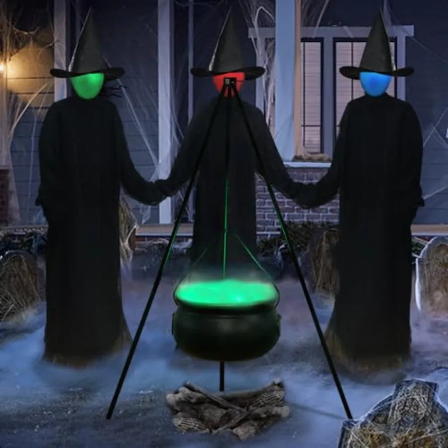 Halloween Decorations Large Witches Cauldron on 54 Tripod With Lights Black Plastic Bowl Decor Hocus Pocus Candy Bucket Decorat