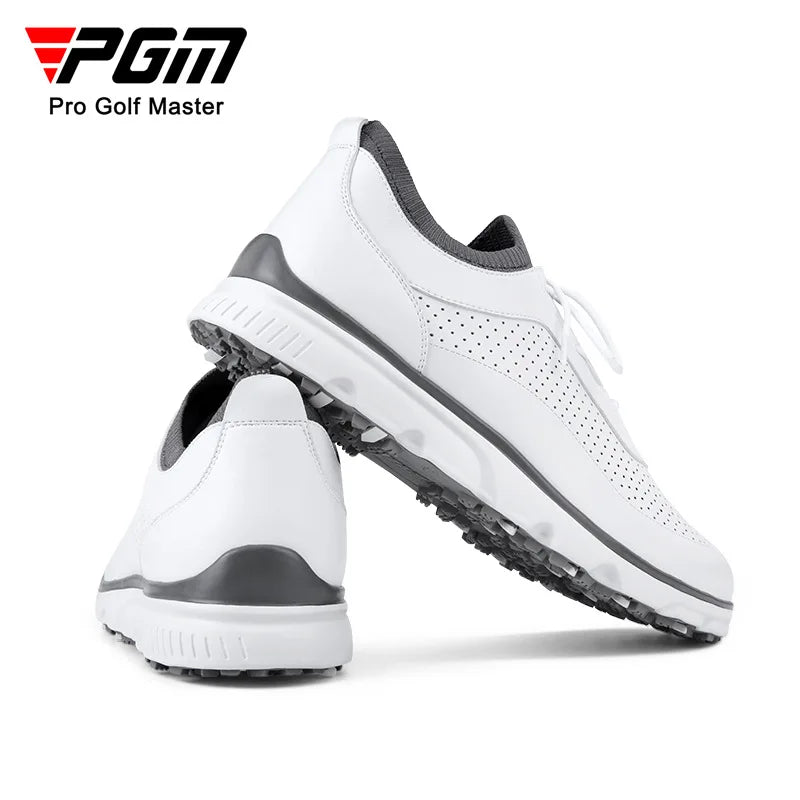 PGM Men Golf Shoes XZ202 Breathable Vent Soft Microfiber Leather Ultra-Light Lace-Ups Anti-Side Slip Nail Gym Sport Sneaker