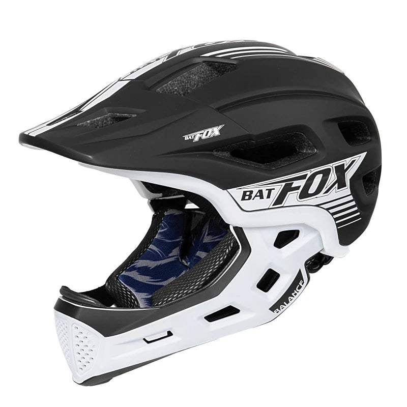 BATFOX Bicycle Helmet for Children Full Face Motocross Helmet MTB Detachable Mountain Bike Helmet Child Moto Cross Helmet
