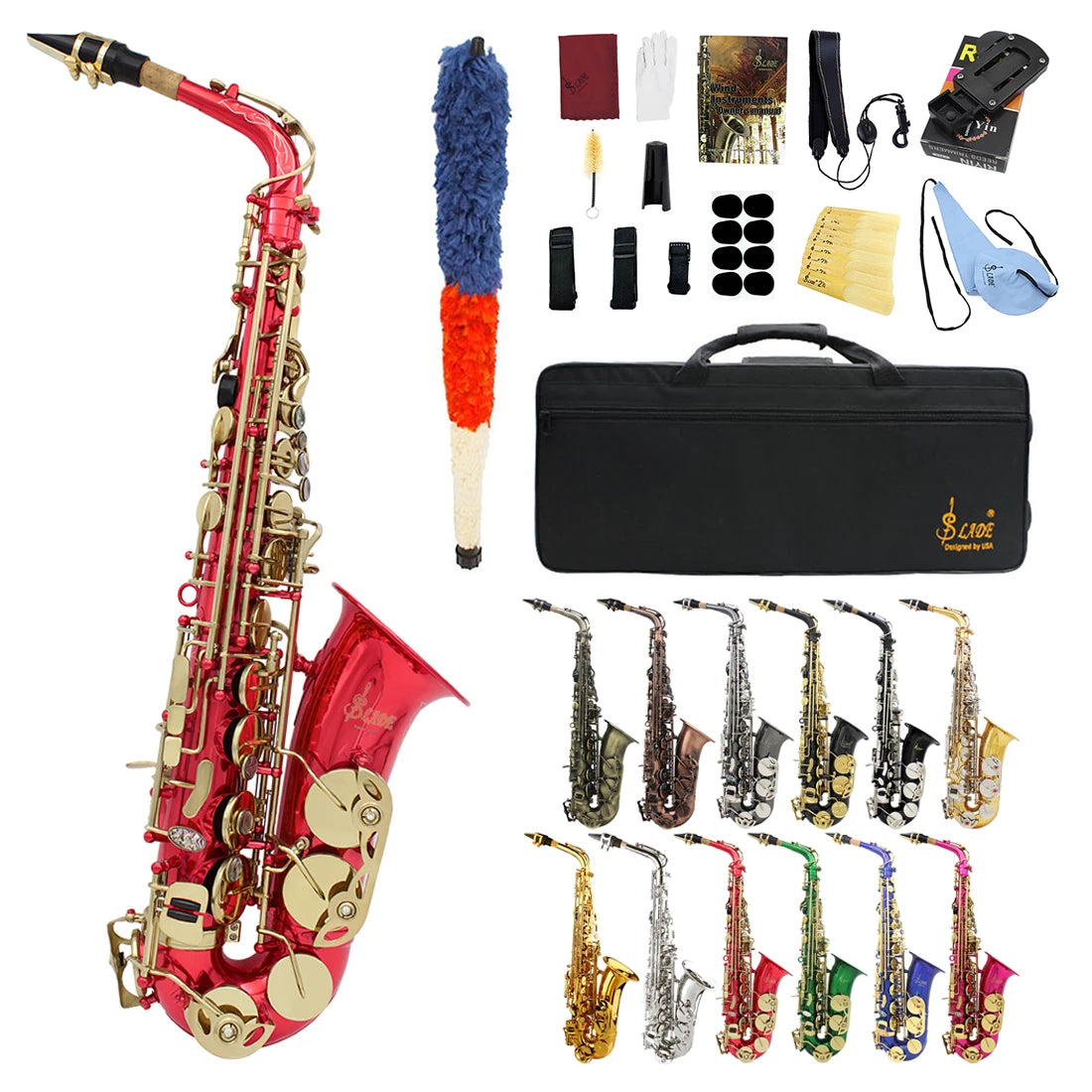 SLADE Eb Alto Saxophone High Quality Brass Body Saxophone Set Professional Woodwind Instruments With Case Reed Sax Accessory