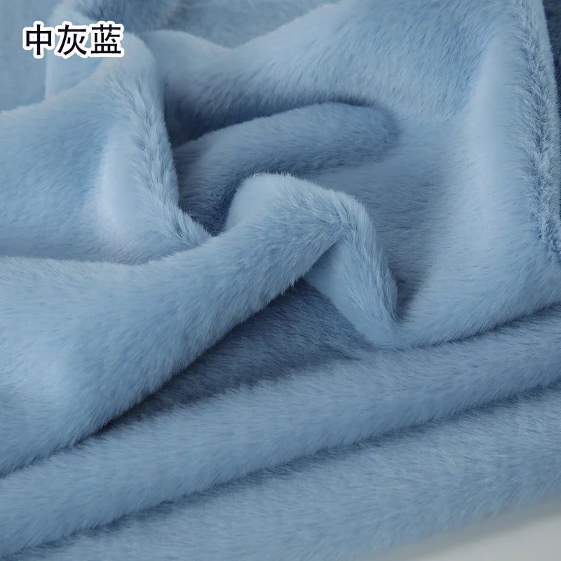 Plain Faux Fur Fabric Smooth by the Meter for Clothes Coats Dolls Sewing Thickened Imitation Rex Rabbit Plush Textile Soft Silky
